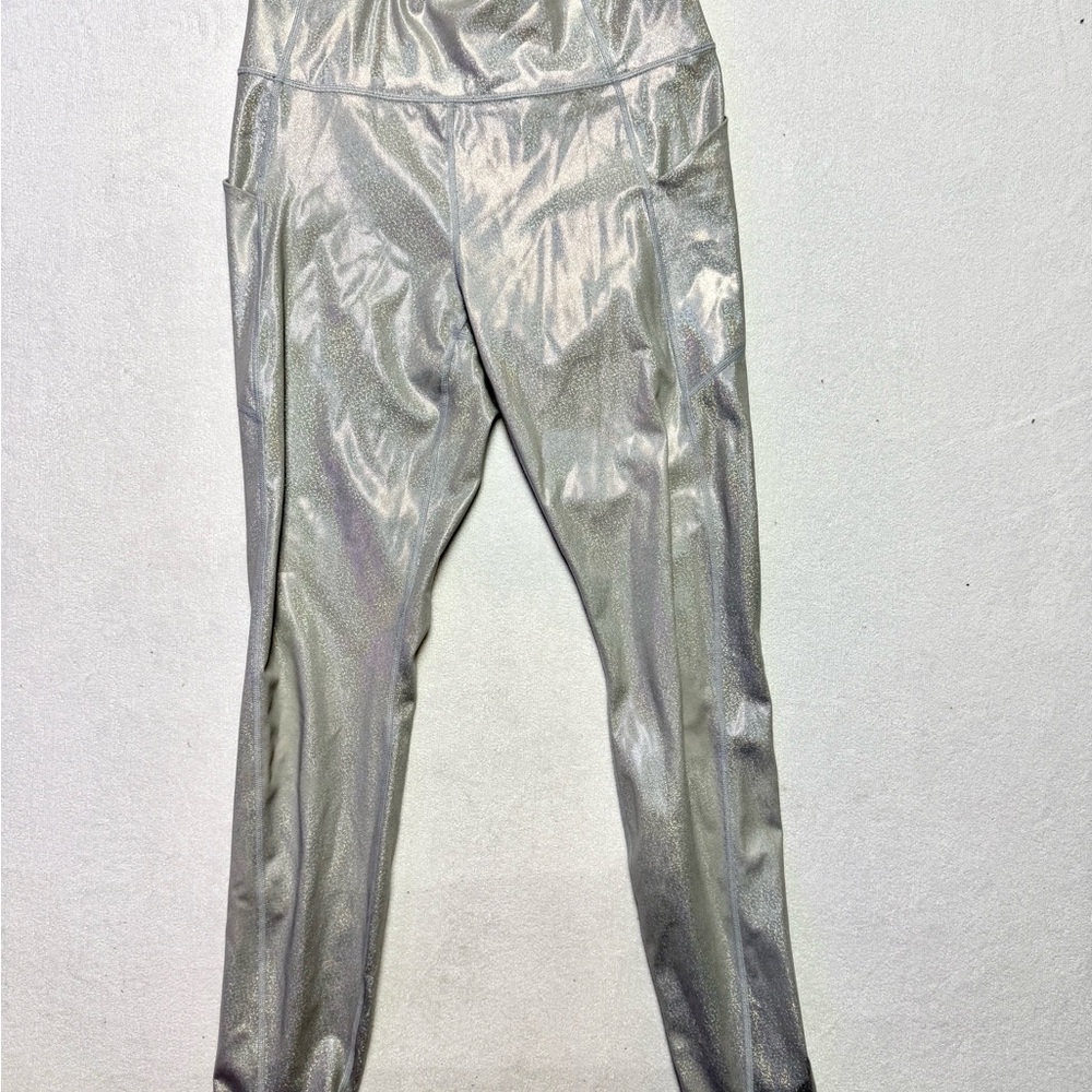 Fabletics Iridescent Silver High-Waist Leggings